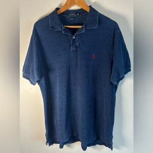 Polo Ralph Lauren Denim Blue Polo Shirt Mens XXL Cotton SS Logo Classic EUC